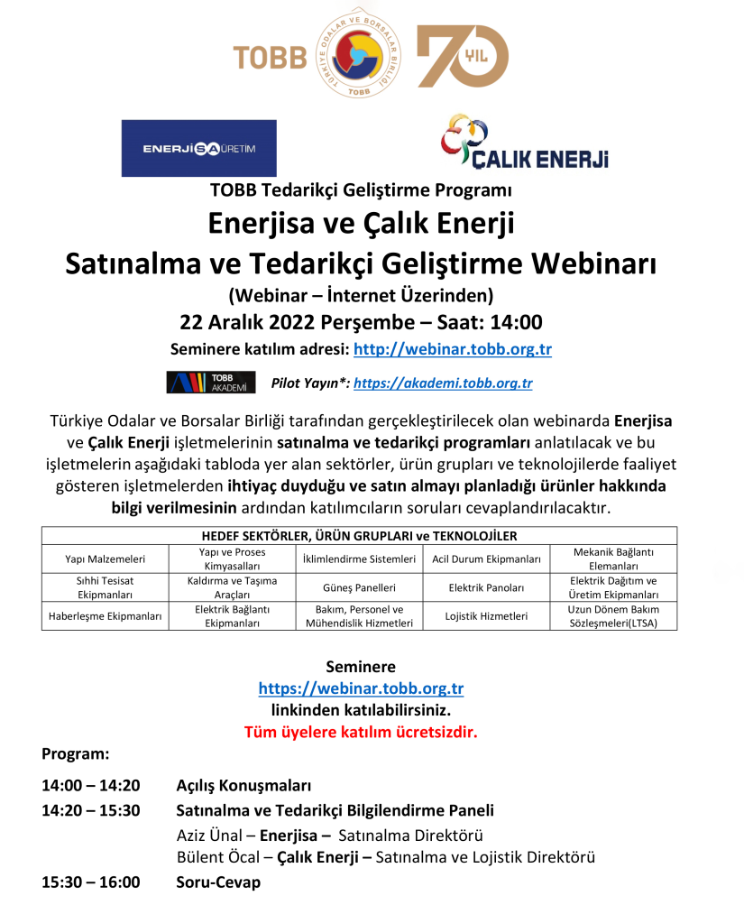 SATINALMA VE TEDARİKÇİ GELİŞTİRME WEBİNARI