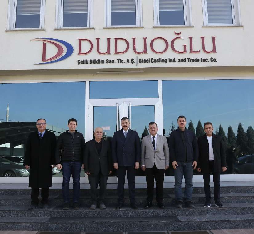 Sayın Valimiz Mustafa Çifçi ve Yönetim Kurulu Başkanımız Çetin Başaranhıncal, Organize Sanayi Bölgesinde faaliyet gösteren Duduoğlu Çelik Döküm San.Tic.A.Ş yi ziyaret ettiler.